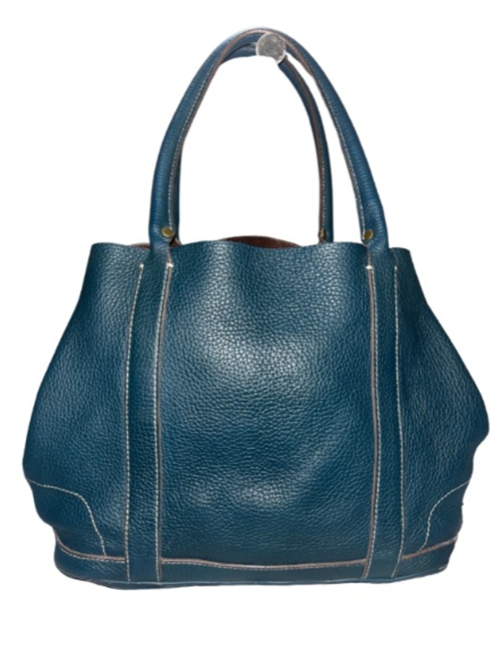 J. Crew x Borge Garveri Pebbled Leather Uptown Tote Bag Deep Teal Blue